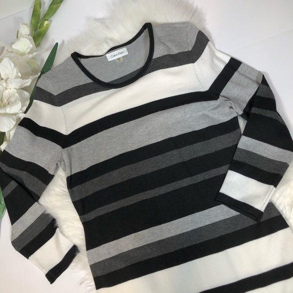 Calvin Klein Black and White Striped sweater Dress Small - Picture 1 of 8